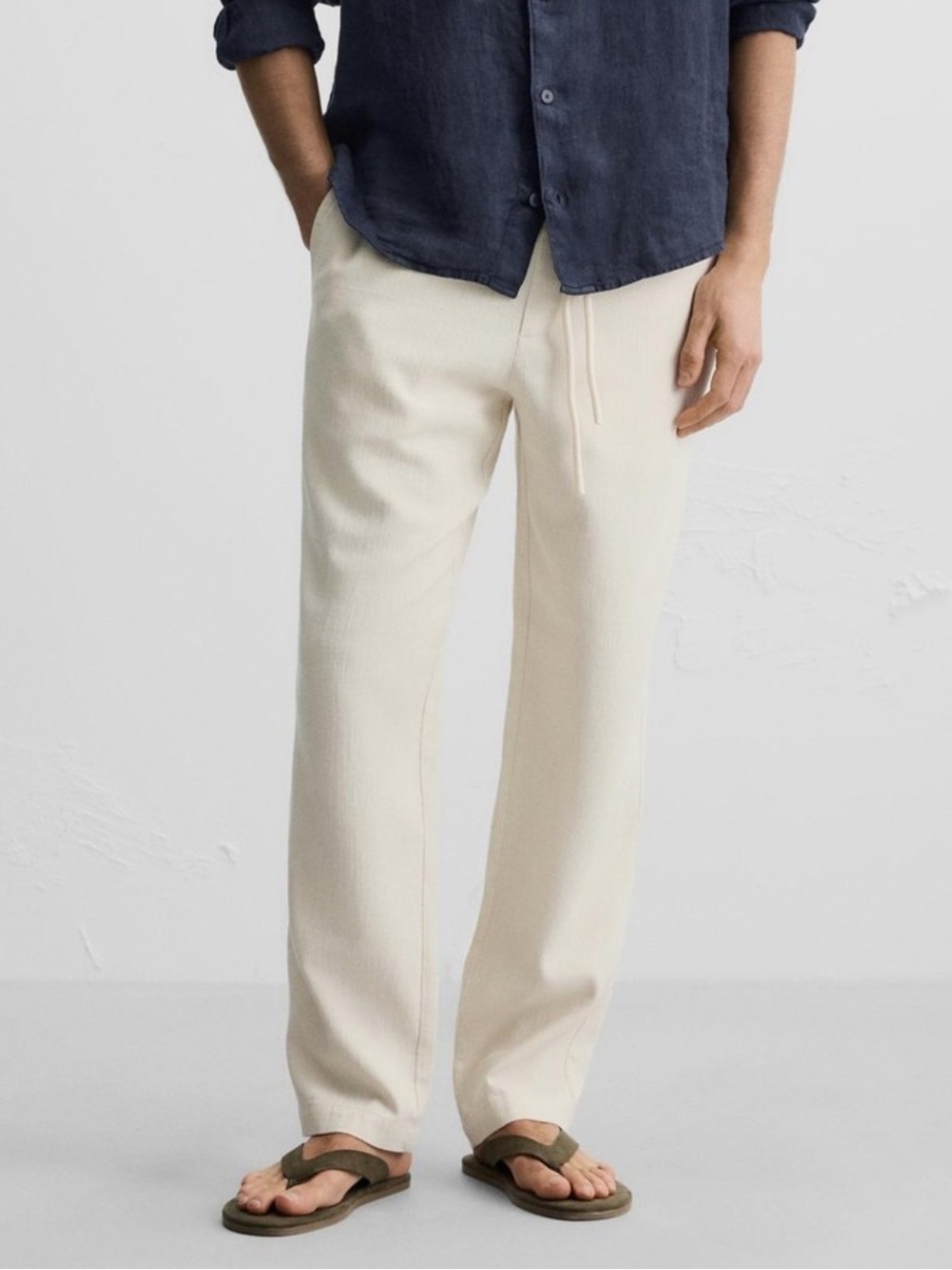 Zara Relaxed Fit Draw String Pants Beige